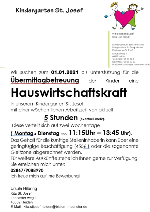 Hauswirtschaftskraft gesucht – Sankt Georg Heiden